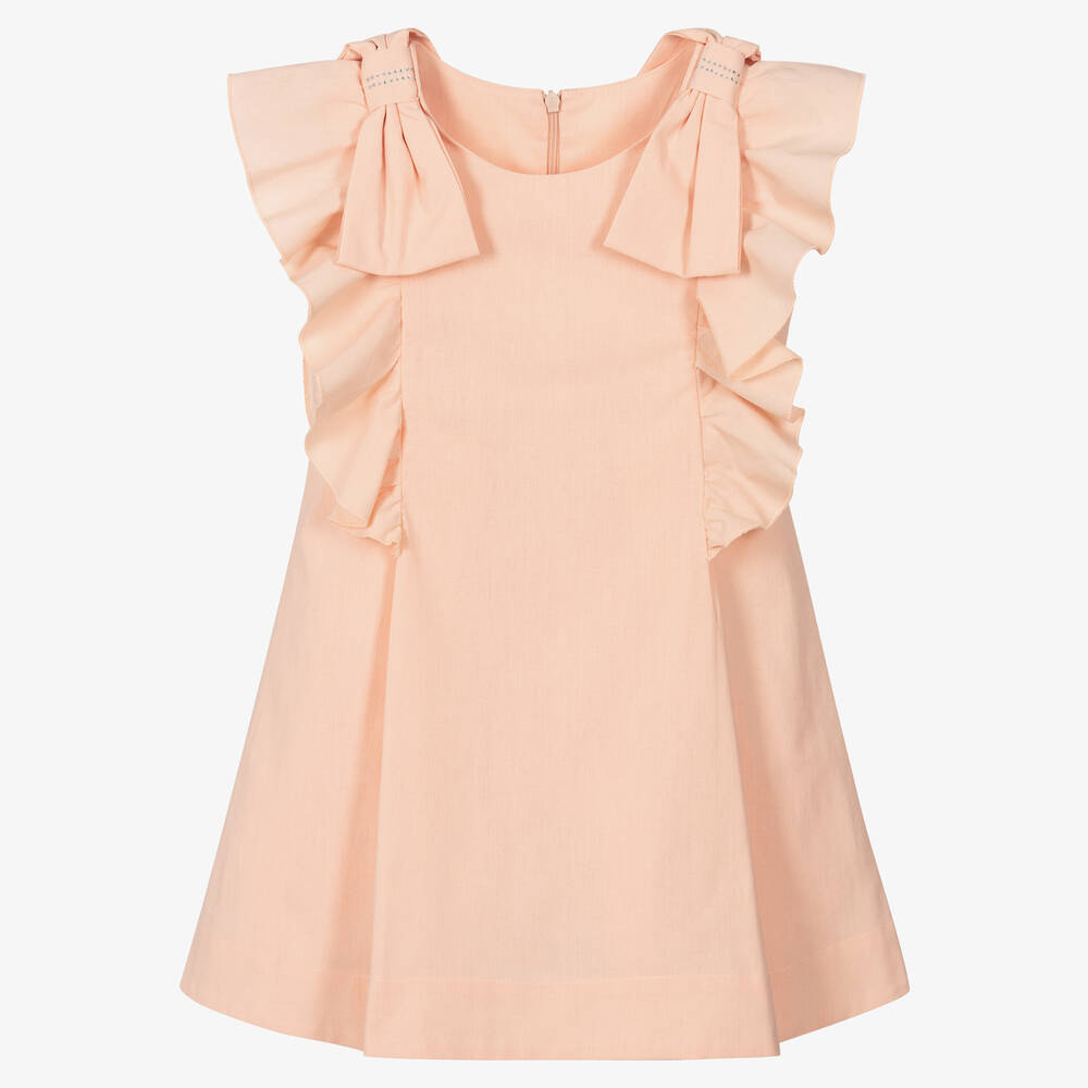 Lapin House - Girls Pink Ruffled Cotton Dress | Childrensalon