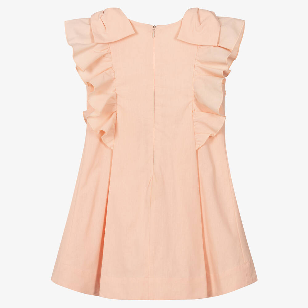 لابين هاوس-فستان قطن مزين بكشكش لون زهري | Childrensalon Outlet