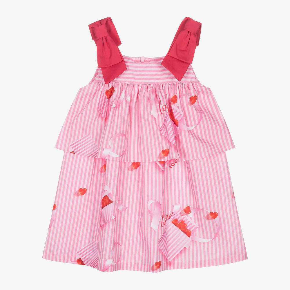 Lapin House-Girls Pink Striped Cotton Dress | Childrensalon Outlet