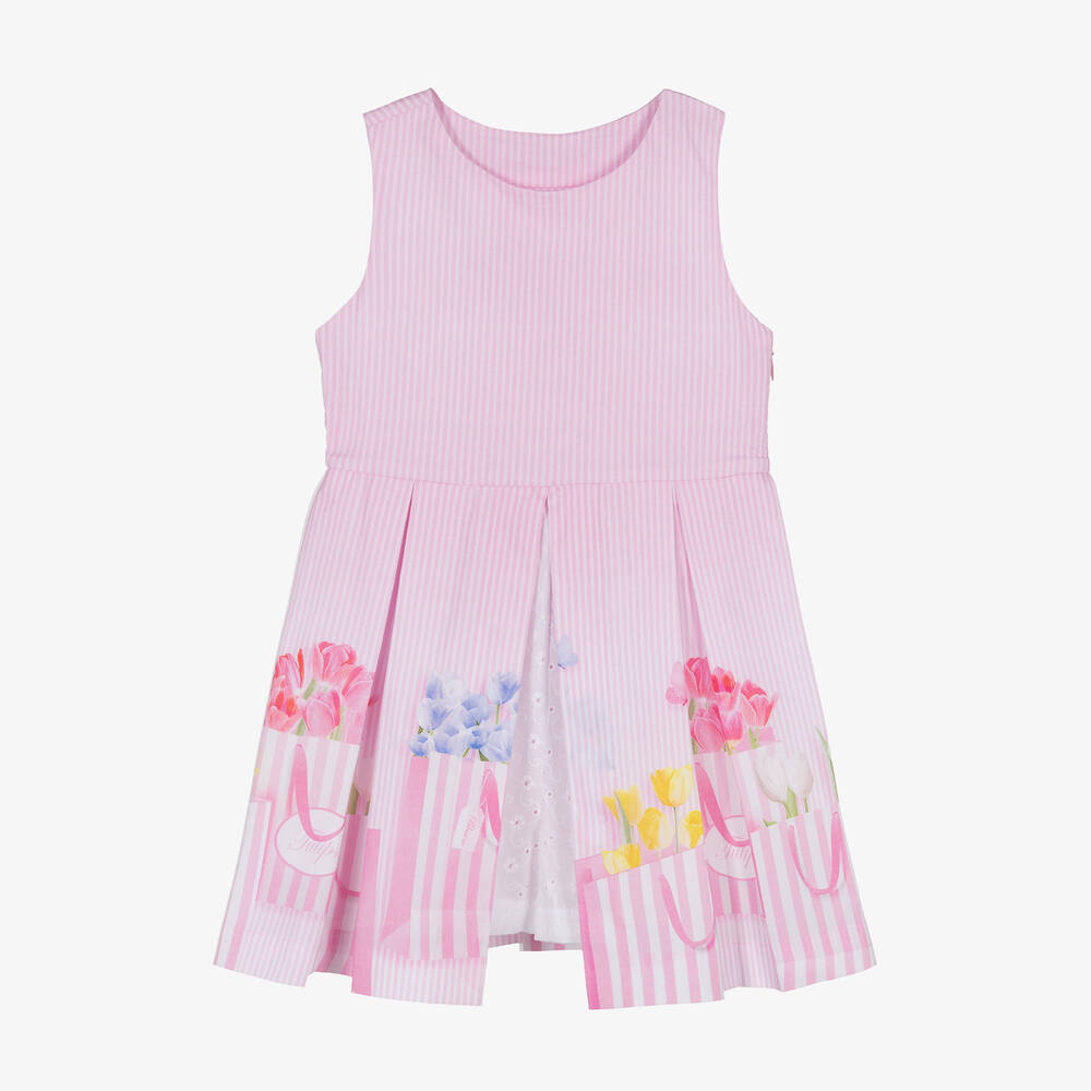 Lapin House - Girls Pink Striped Cotton Playsuit | Childrensalon