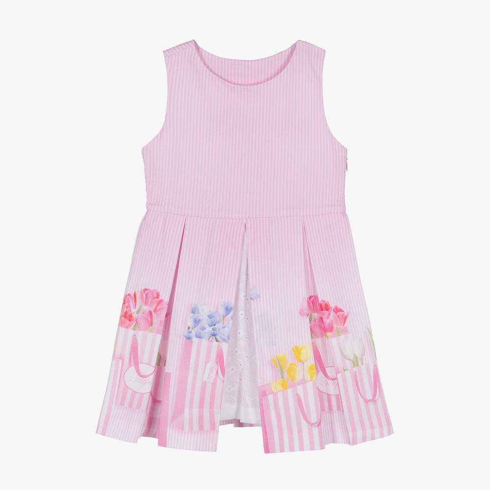 Lapin House - Combi-short rose rayé en coton | Childrensalon