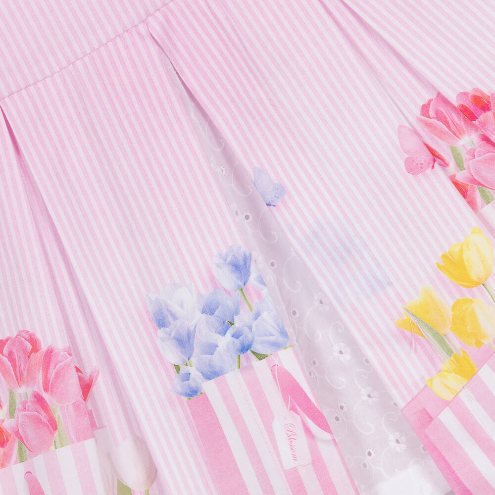 Lapin House-Girls Pink Striped Cotton Playsuit | Childrensalon Outlet