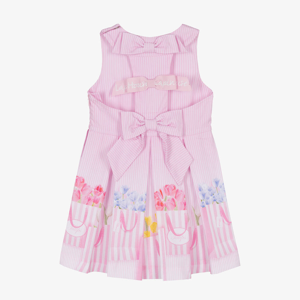 Lapin House-Girls Pink Striped Cotton Playsuit | Childrensalon Outlet