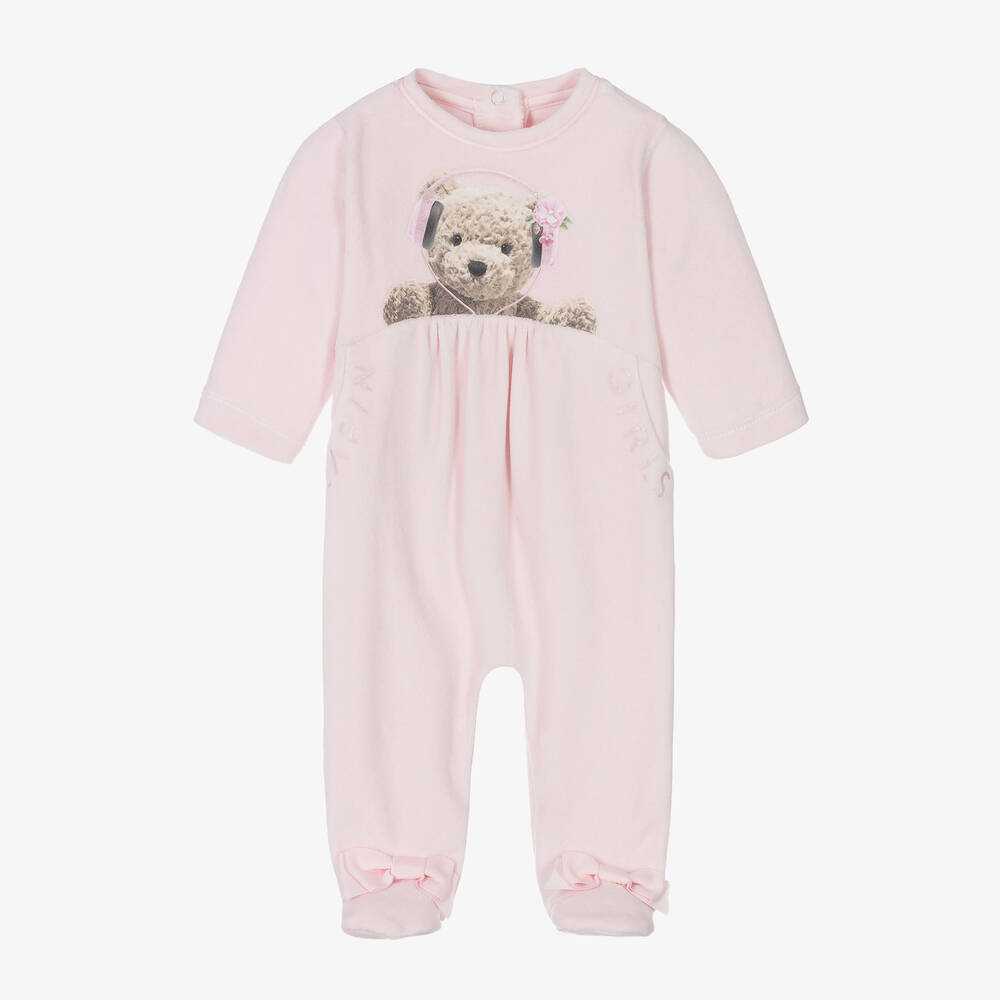 Lapin House - Rosa Velours-Strampler (M) | Childrensalon