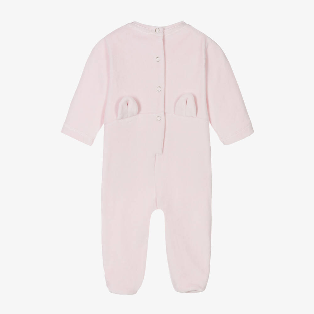 Lapin House-Girls Pink Velour Babygrow | Childrensalon Outlet