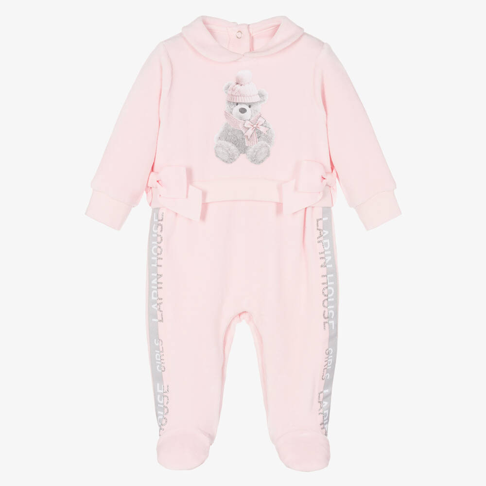 Lapin House-بيبي غرو قطن قطيفة لون زهري للمولودات | Childrensalon Outlet