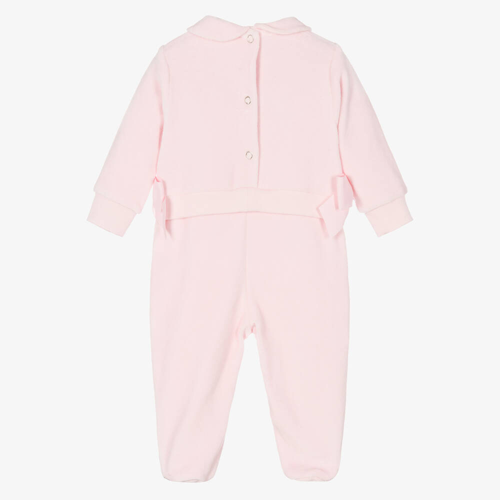 Lapin House-Girls Pink Velour Babygrow | Childrensalon Outlet
