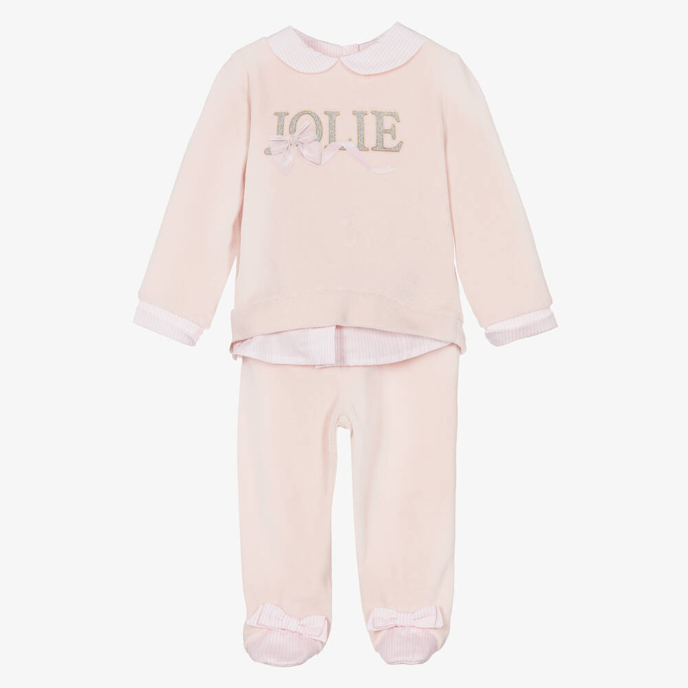 Lapin House - Розовый топ и штанишки из велюра для малышек | Childrensalon