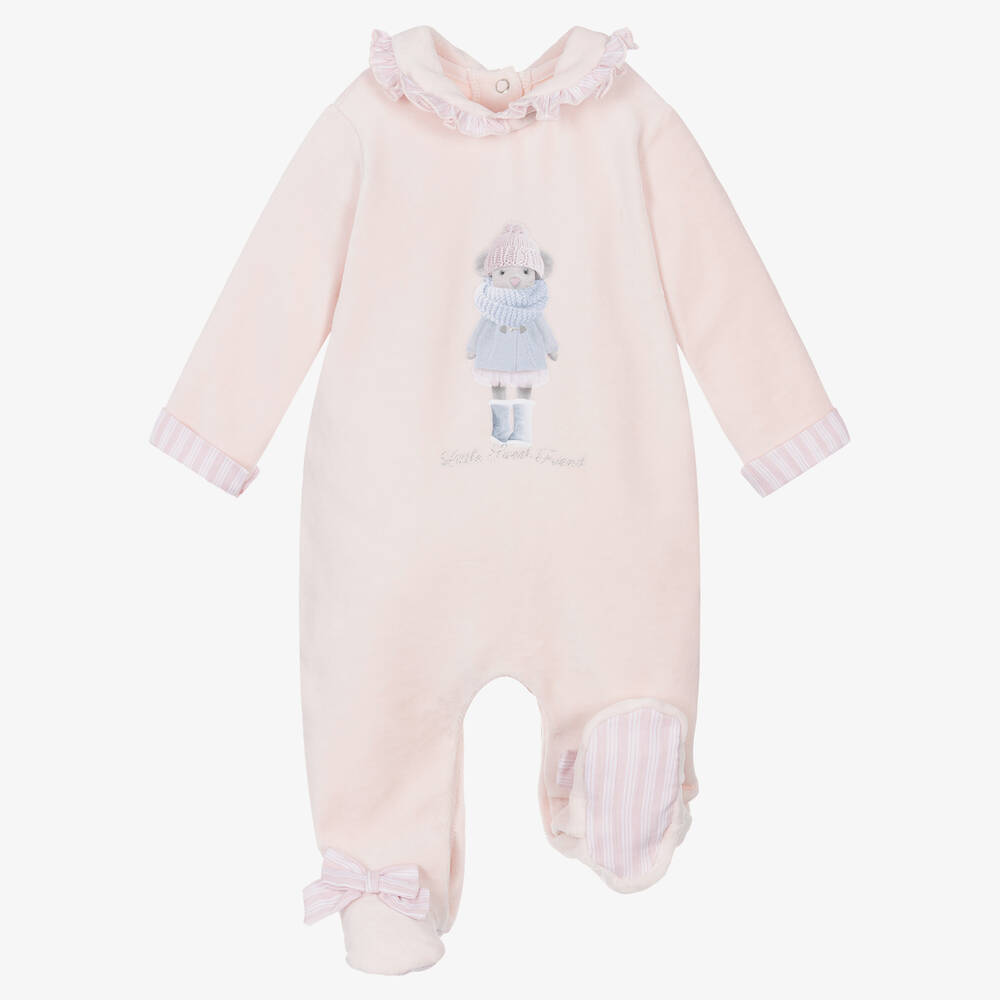 Lapin House-طقم قبعة وأفرول بيبي غرو قطن قطيفة لون زهري للمولودات | Childrensalon Outlet