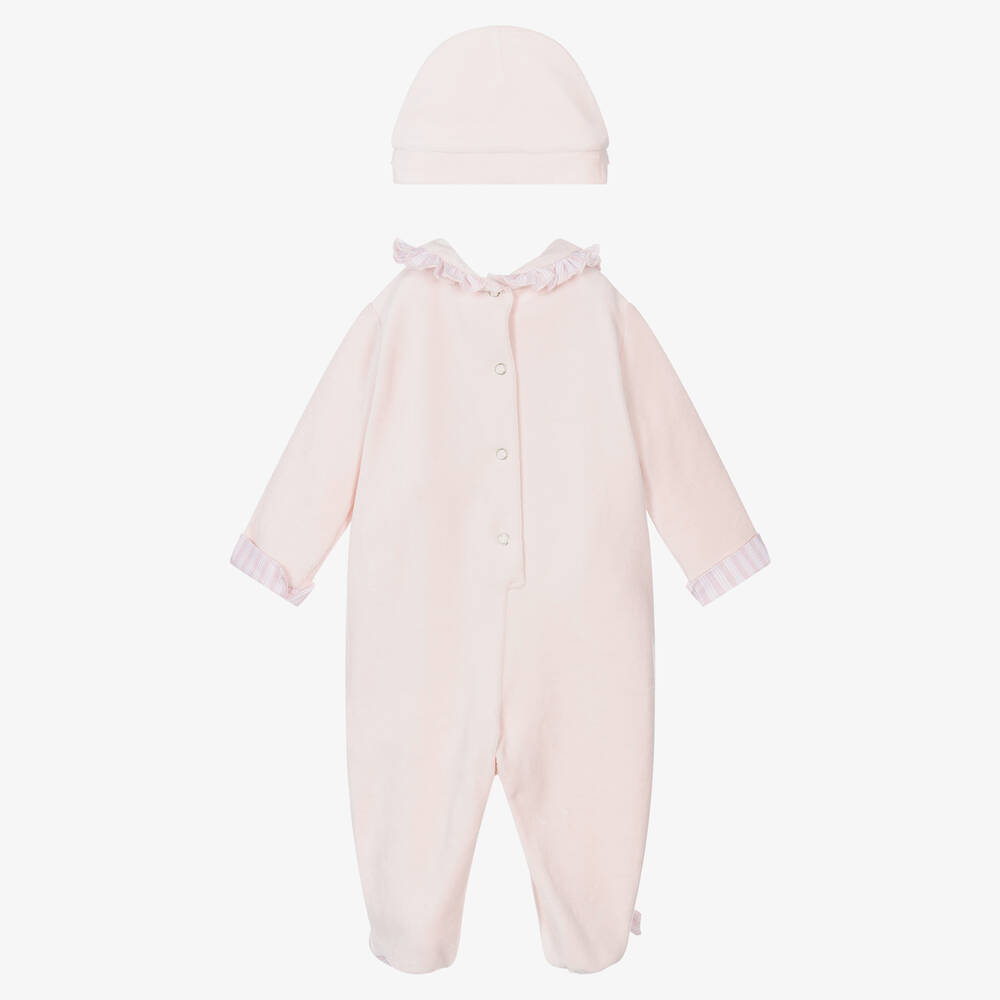 Lapin House-طقم قبعة وأفرول بيبي غرو قطن قطيفة لون زهري للمولودات | Childrensalon Outlet