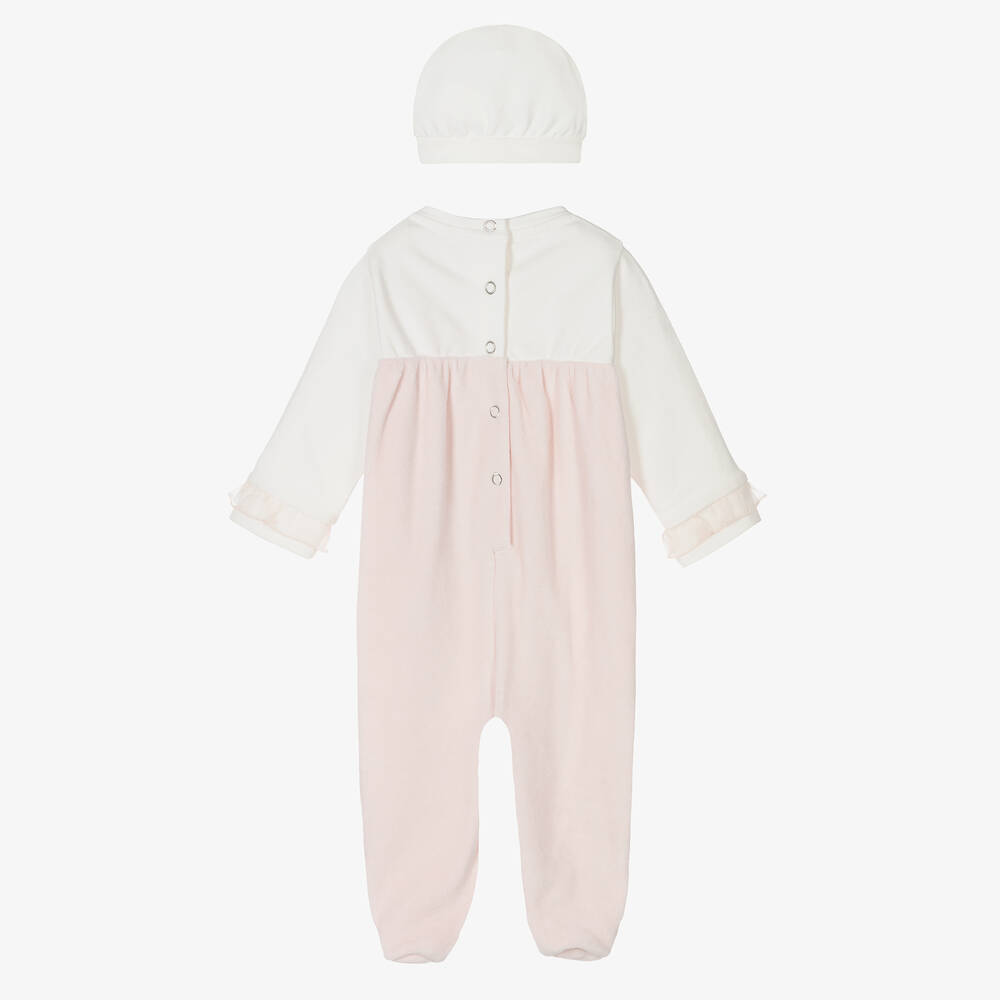 Lapin House-طقم بيبي غرو قطن قطيفة لون زهري باهت للمولودات | Childrensalon Outlet