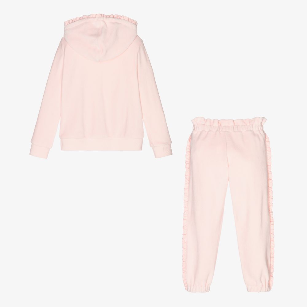 Lapin House-تراكسوت هودي قطن قطيفة لون زهري للبنات | Childrensalon Outlet