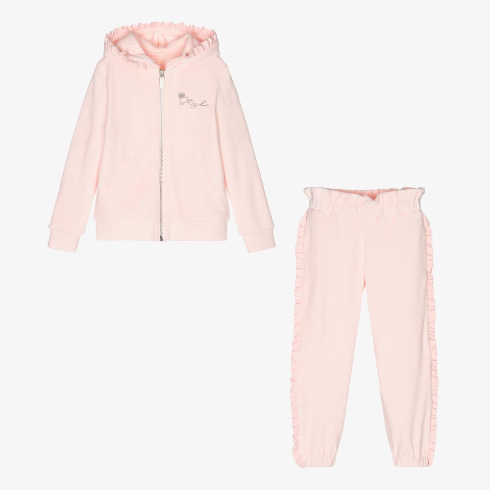 Lapin House-تراكسوت هودي قطن قطيفة لون زهري للبنات | Childrensalon Outlet