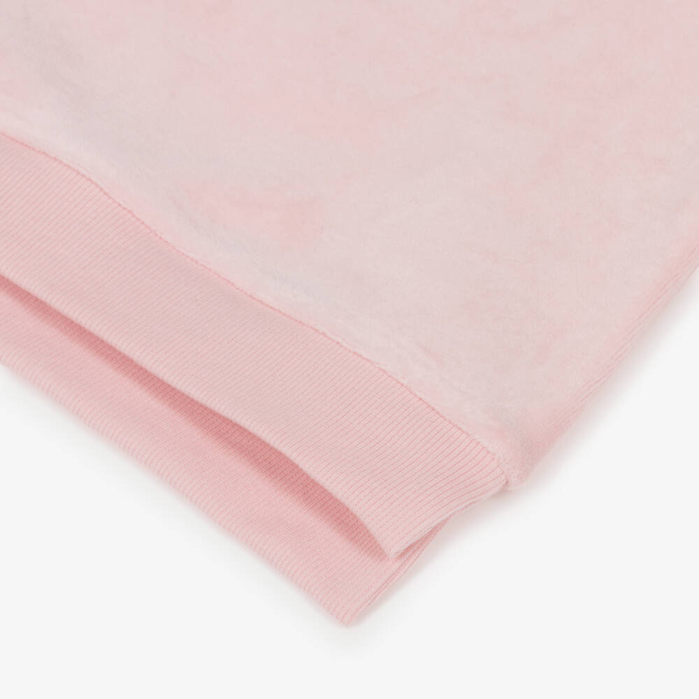 Lapin House-Girls Pink Velour Tracksuit with Diamanté Roses | Childrensalon Outlet