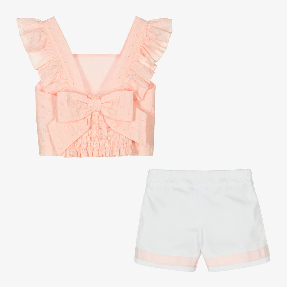 Lapin House-Girls Pink & White Cotton Shorts Set | Childrensalon Outlet