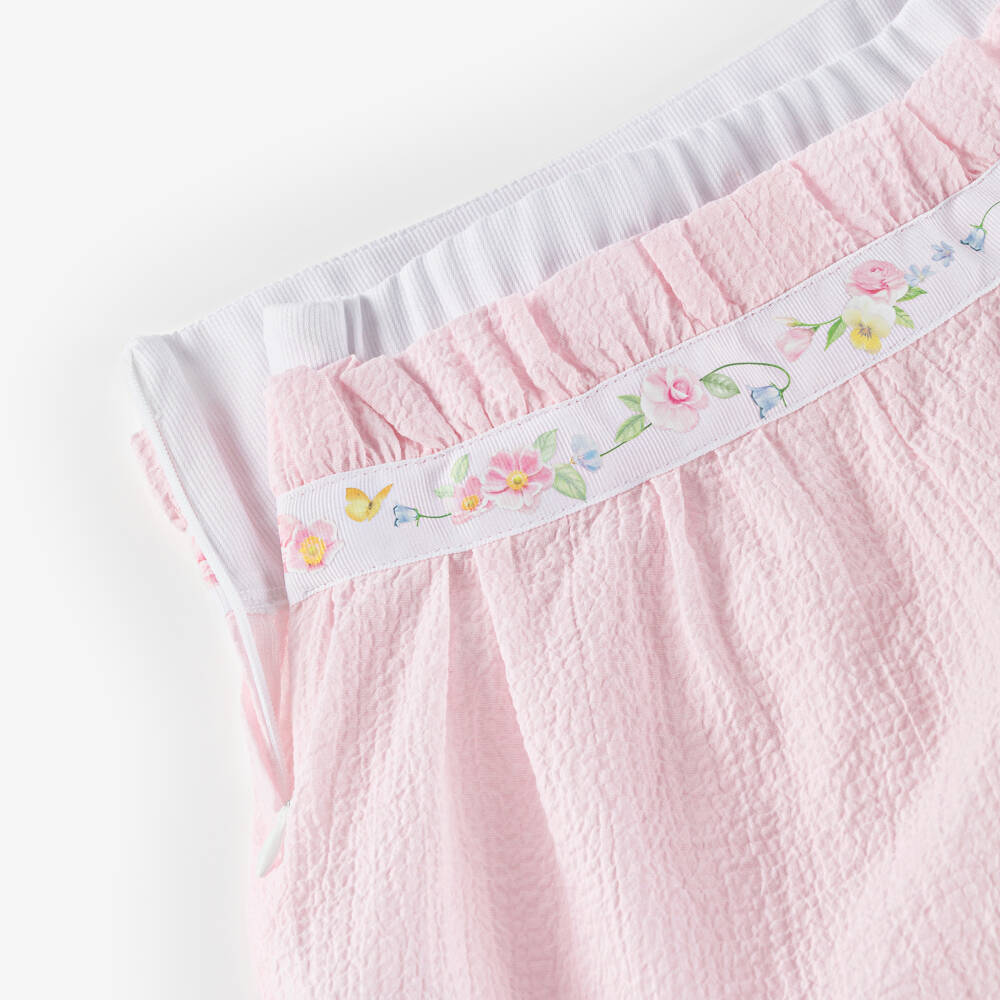 Lapin House-Футболка и шорты с цветочным узором розовые и белые для девочек | Childrensalon Outlet
