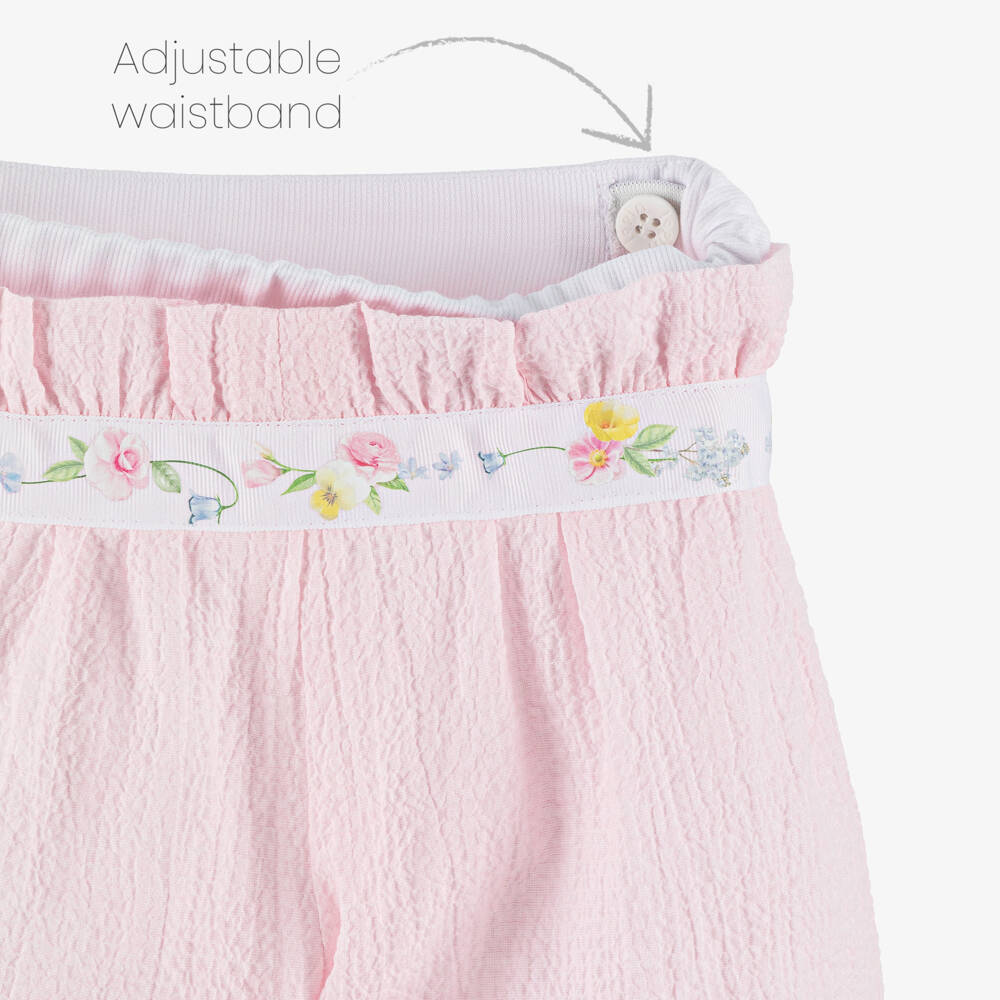 Lapin House-Футболка и шорты с цветочным узором розовые и белые для девочек | Childrensalon Outlet