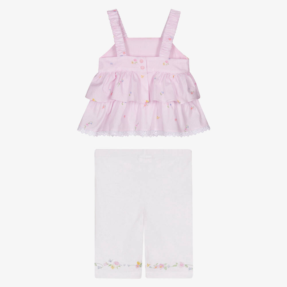 Lapin House-Girls Pink & White Leggings Ensemble | Childrensalon Outlet