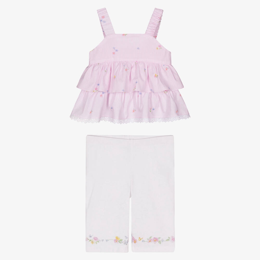 Lapin House-Girls Pink & White Leggings Ensemble | Childrensalon Outlet