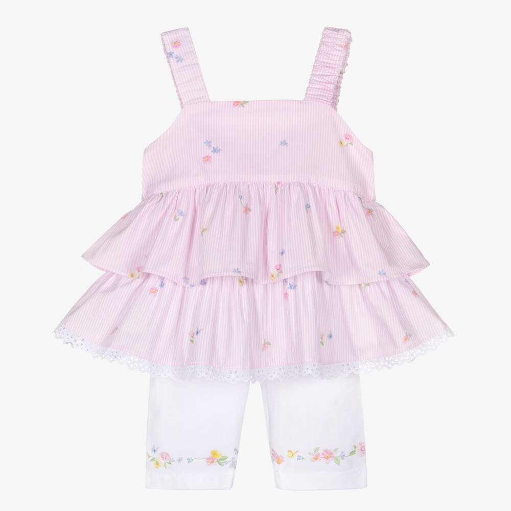 Lapin House-Girls Pink & White Leggings Ensemble | Childrensalon Outlet