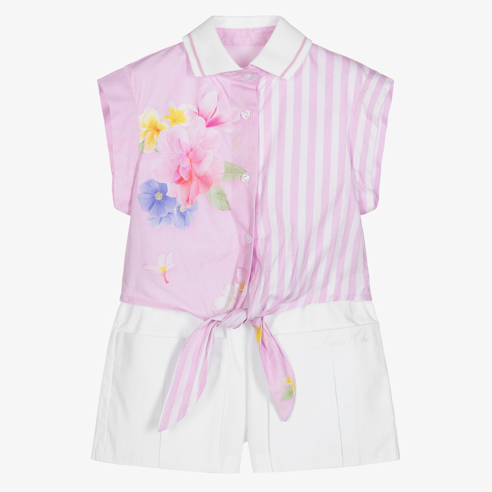 Lapin House - Ens. short rose et blanc Fille | Childrensalon