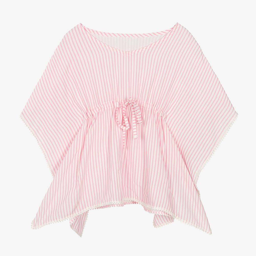Lapin House - Girls Pink & White Striped Kaftan | Childrensalon