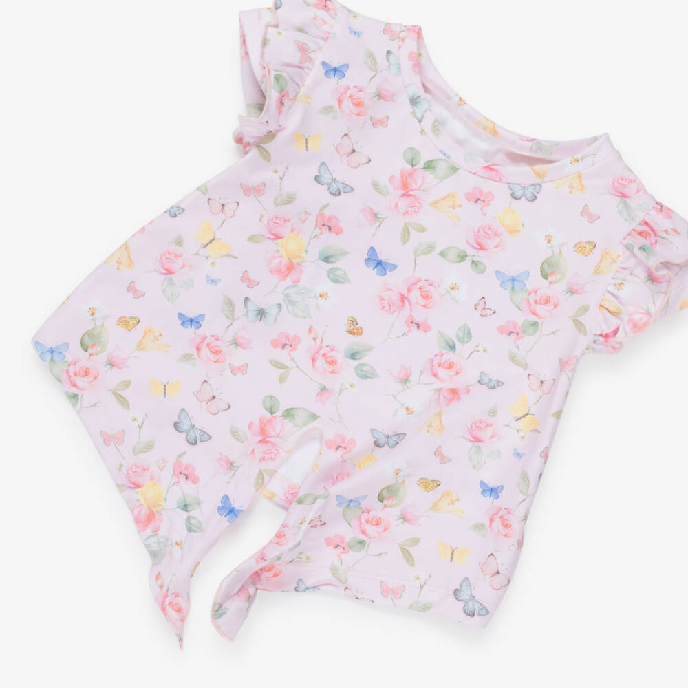 Lapin House-Girls Pink & White T-Shirts & Towelling Shorts Set | Childrensalon Outlet