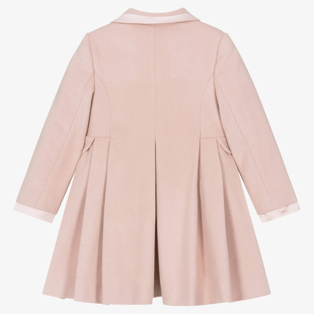 Lapin House-Girls Pink Wool & Satin Bow Coat | Childrensalon Outlet