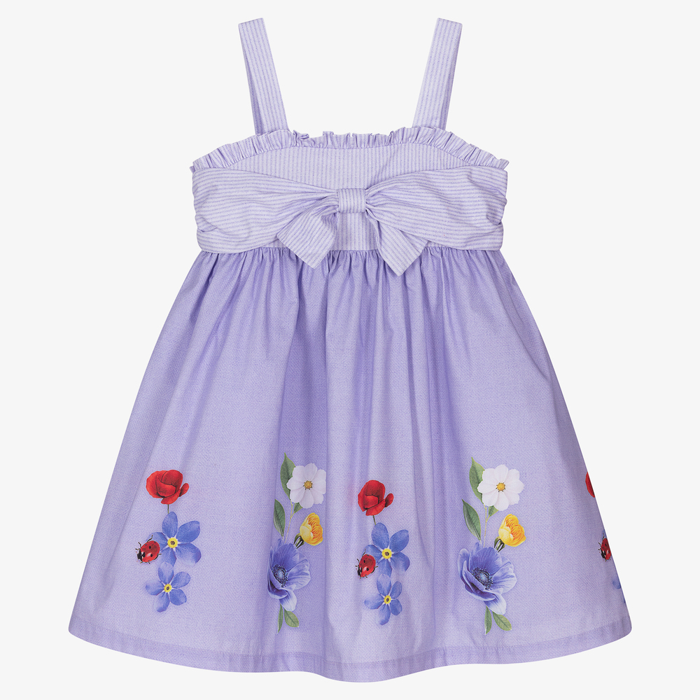 Lapin House - Girls Purple Cotton Dress | Childrensalon