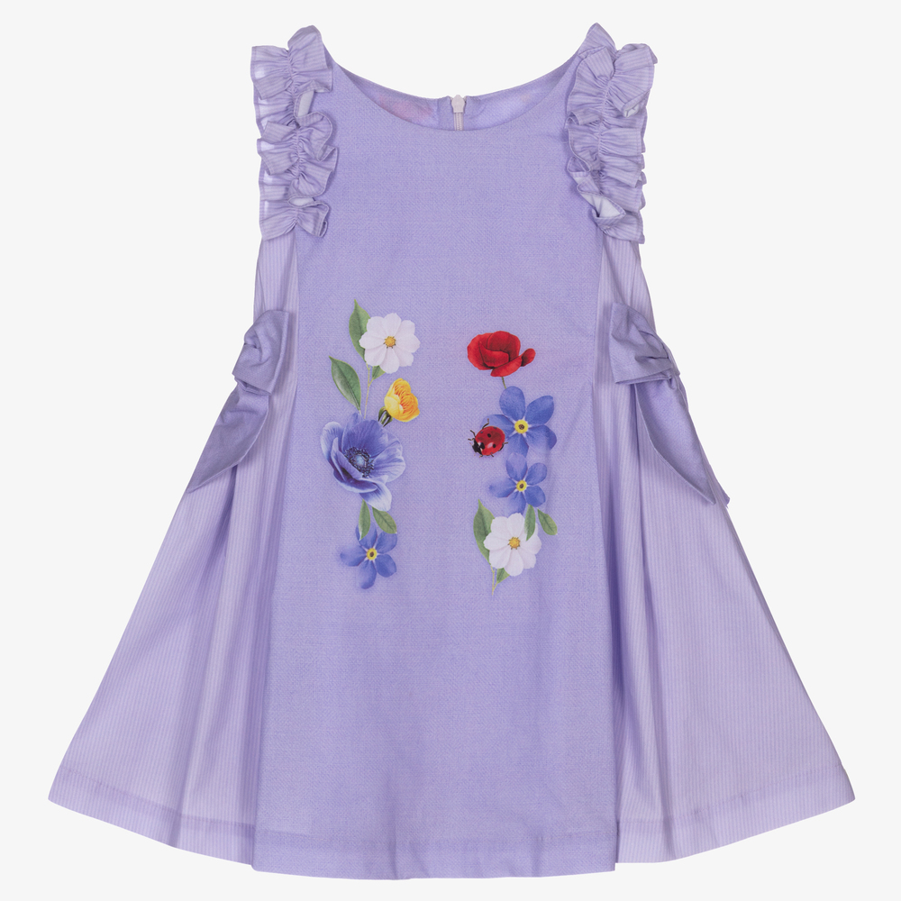 Lapin House - Girls Purple Cotton Dress | Childrensalon