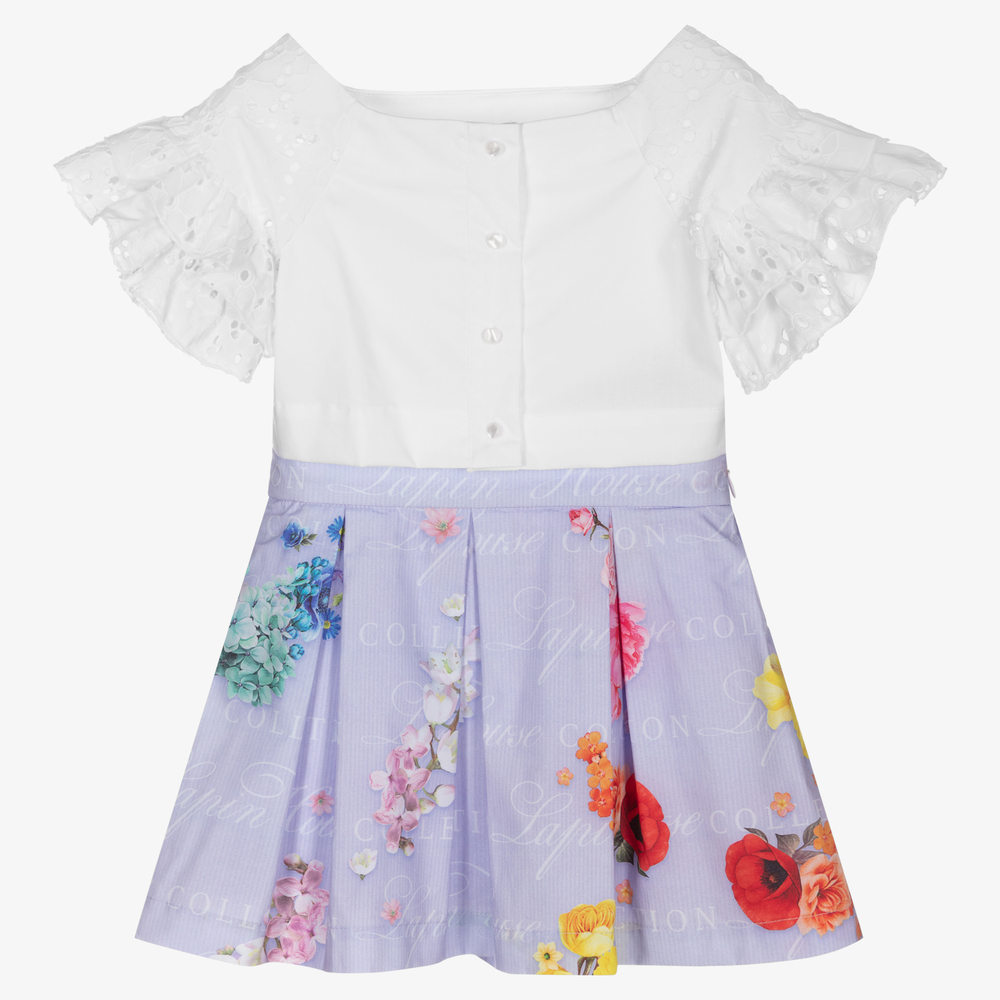 Lapin House - Girls Purple Cotton Skirt Set | Childrensalon