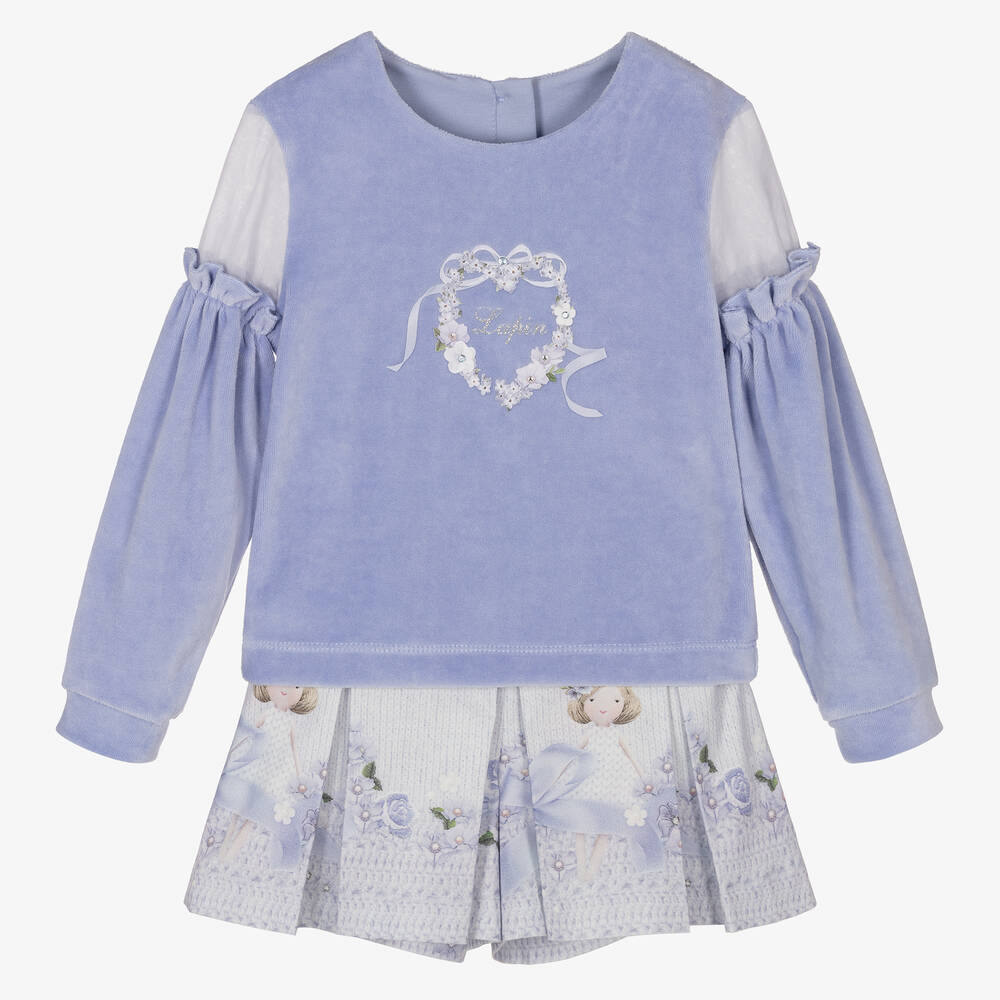 Lapin House - Фиолетовый топ и юбка-шорты из велюра для девочек | Childrensalon