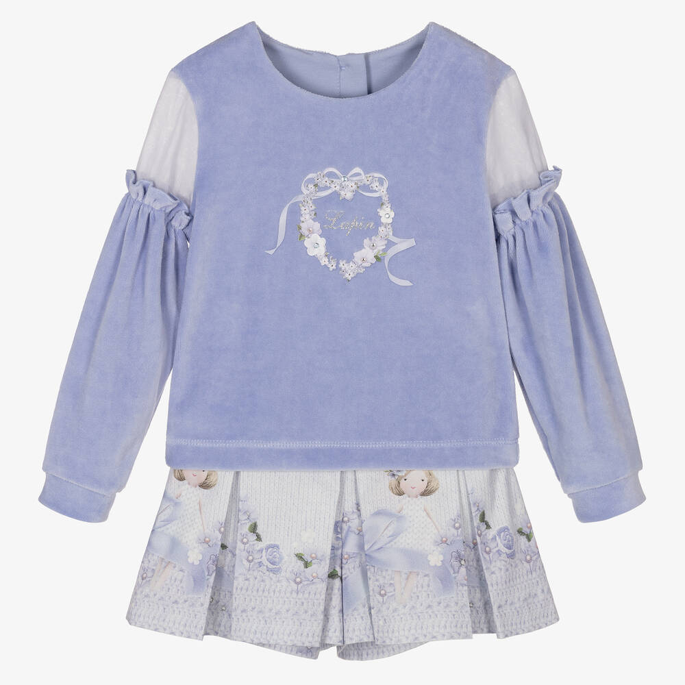 Lapin House - Girls Purple Velour Skort Set | Childrensalon