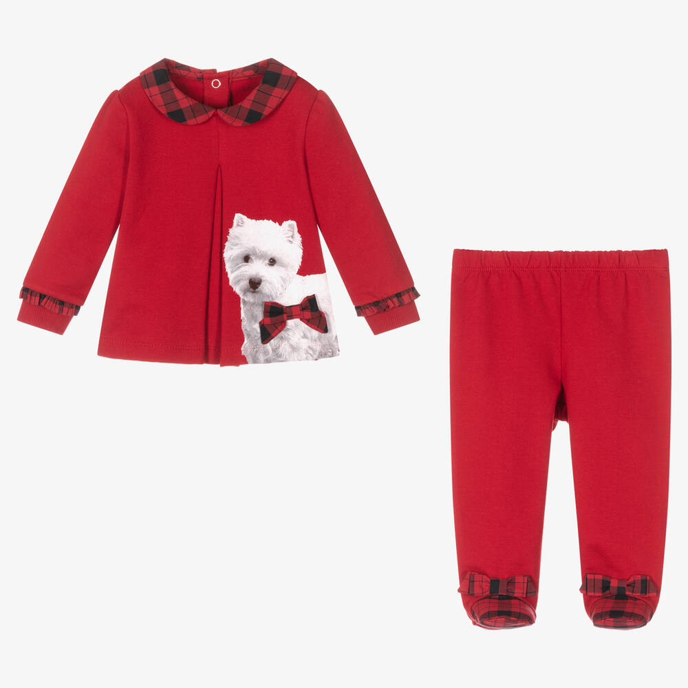 Lapin House-Girls Red 2 Piece Babygrow | Childrensalon Outlet