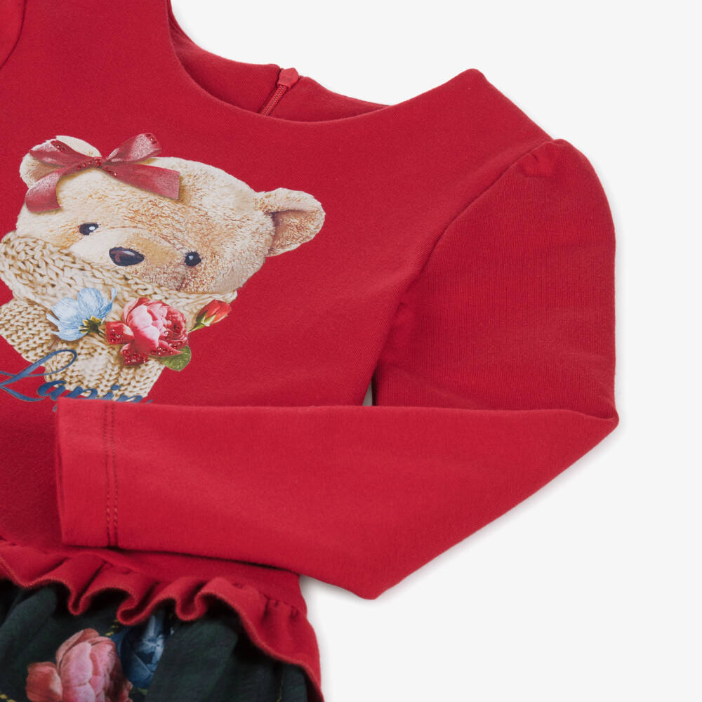 Lapin House-Girls Red Bear Cotton Dress | Childrensalon Outlet