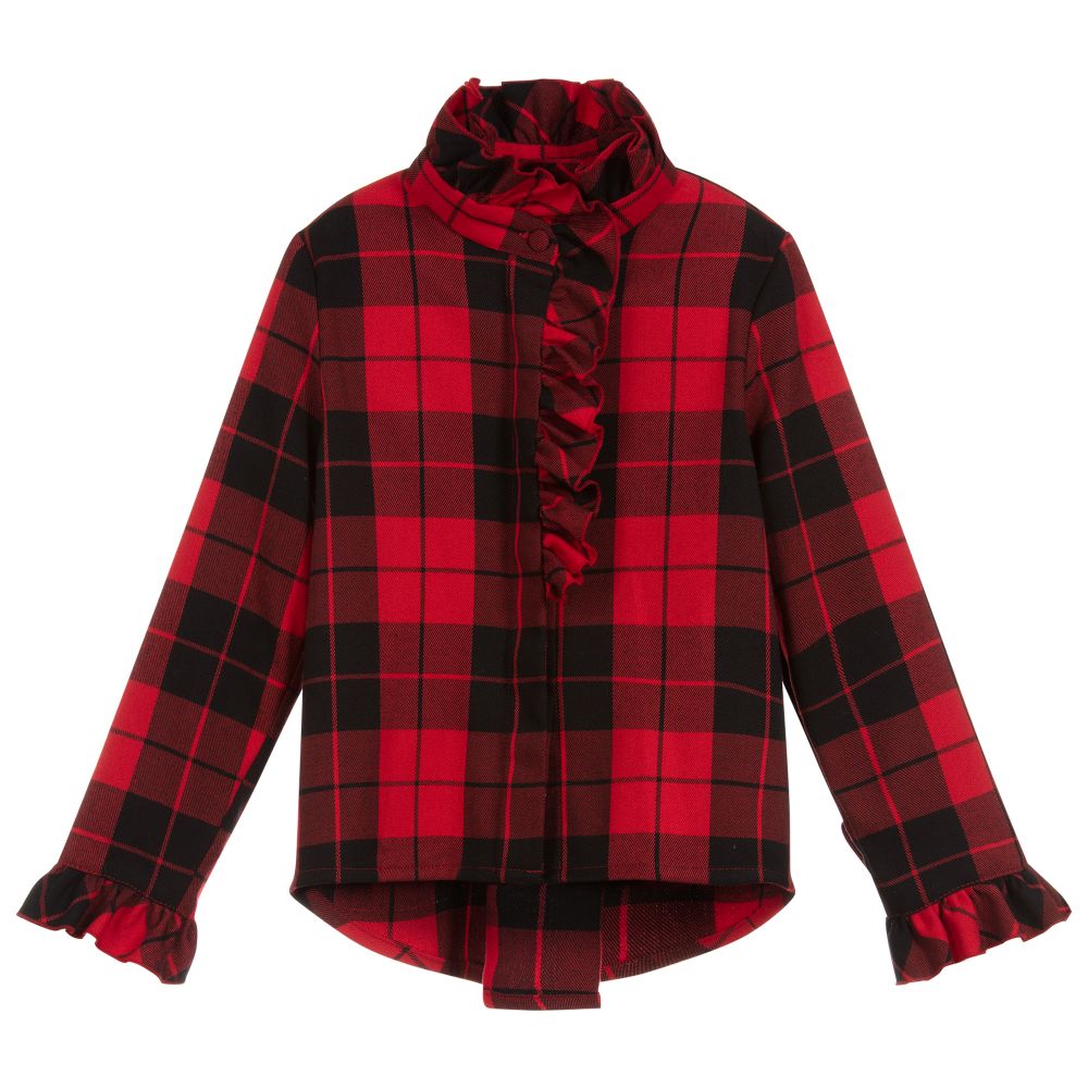 Lapin House-بلوز مزيج فيسكوز كاروهات لون أحمر وأسود | Childrensalon Outlet