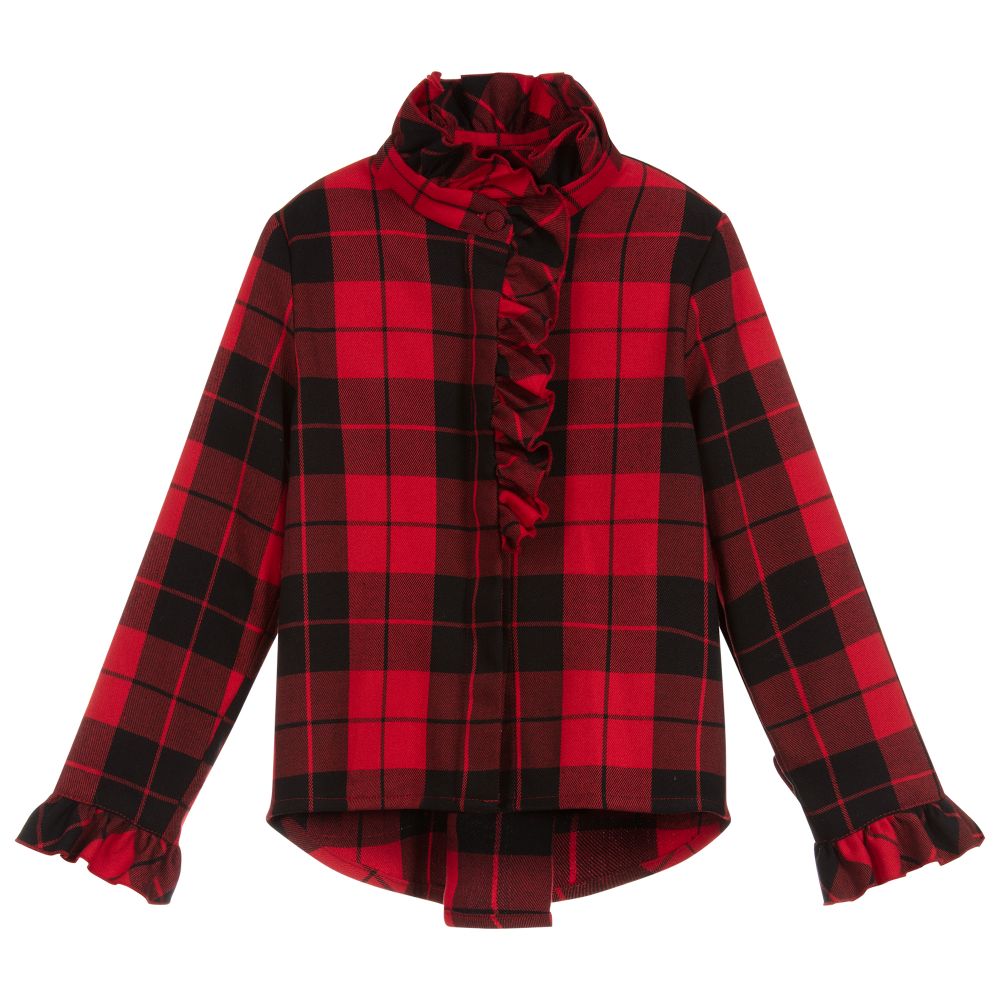 Lapin House - Girls Red & Black Check Blouse | Childrensalon