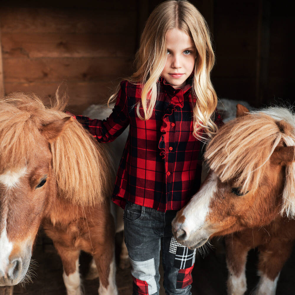 Lapin House-Girls Red & Black Check Blouse | Childrensalon Outlet