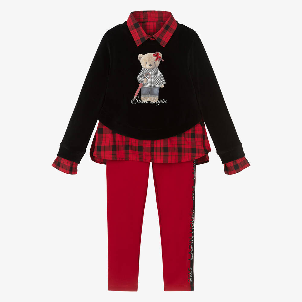 Lapin House - Girls Red & Black Leggings Set | Childrensalon