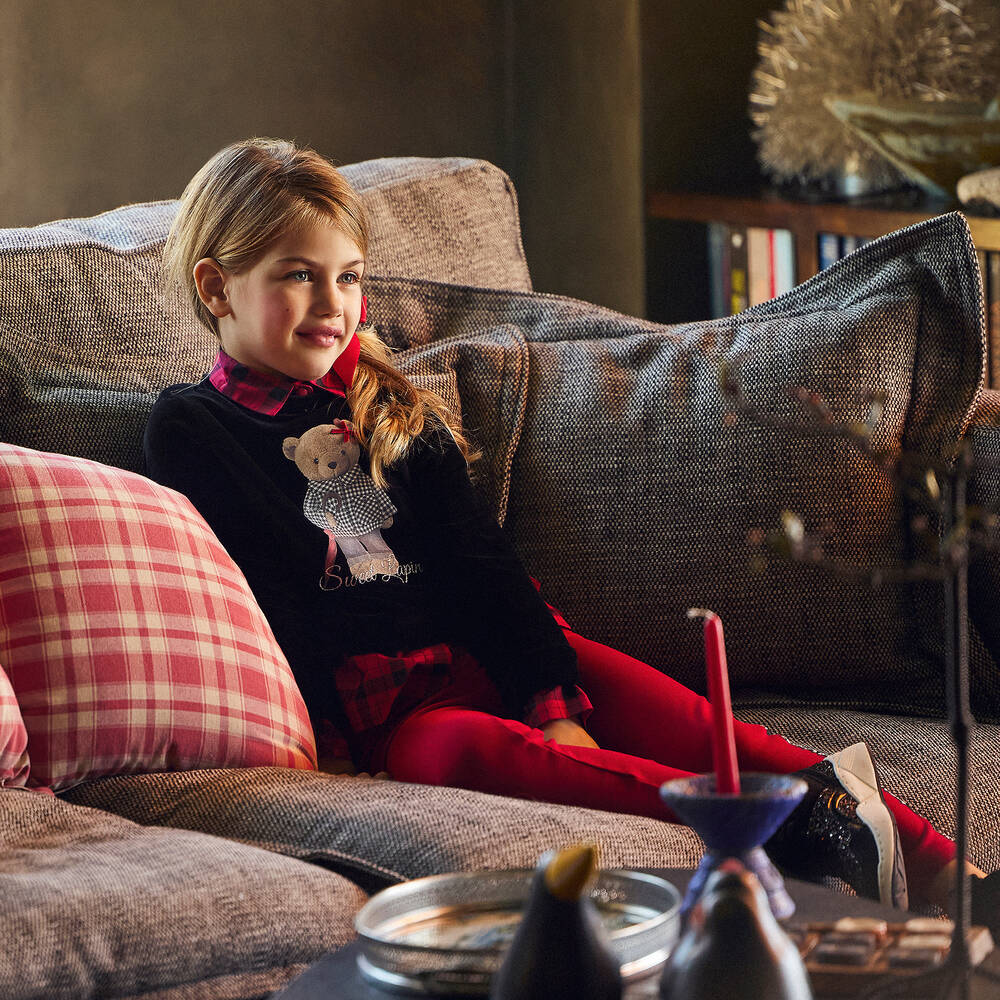 Lapin House-Красно-черный топ и красные легинсы для девочек | Childrensalon Outlet