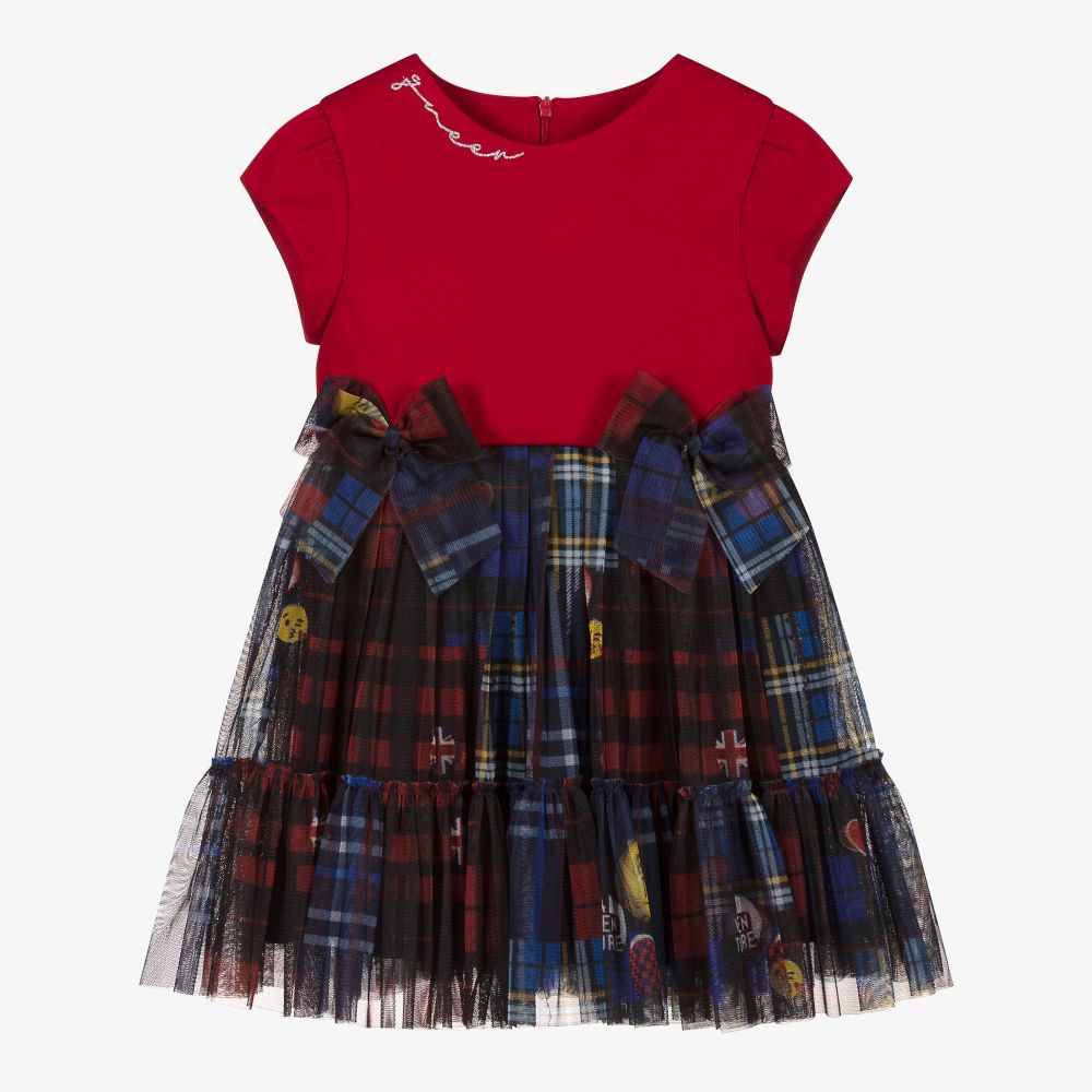 Lapin House - Красно-синее платье с фатиновой юбкой для девочек | Childrensalon