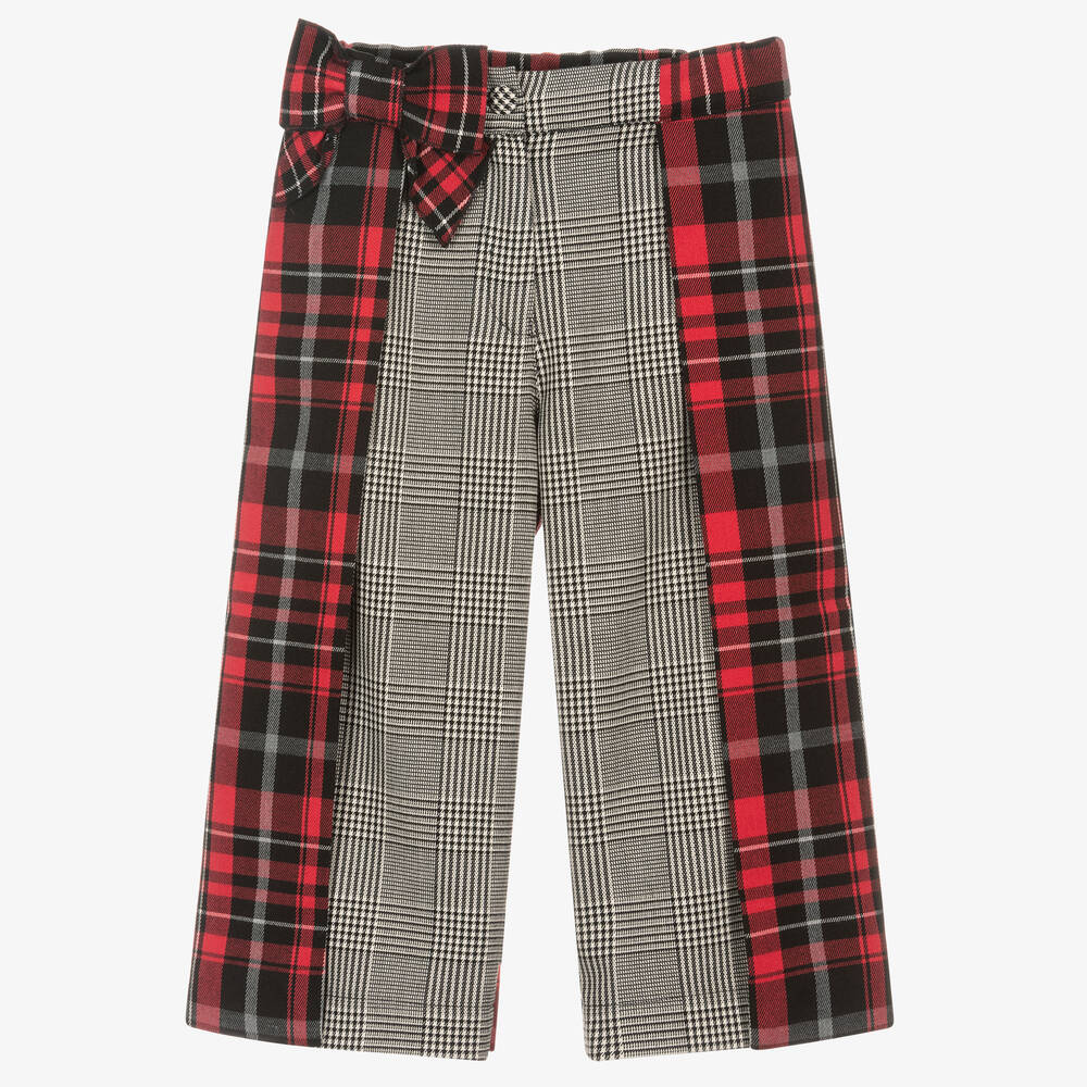 Ladies red check trousers discount
