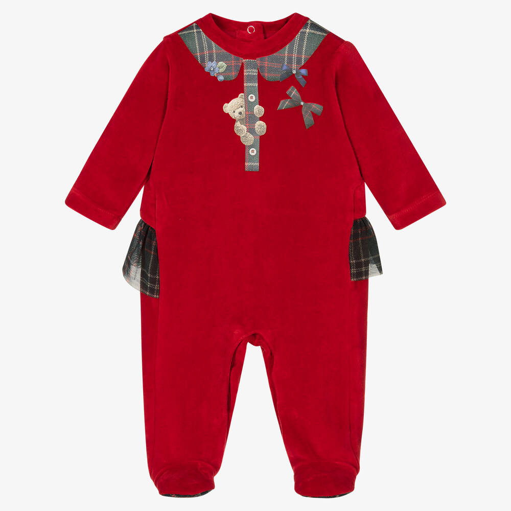 Lapin House-Girls Red Cotton Babygrow  | Childrensalon Outlet