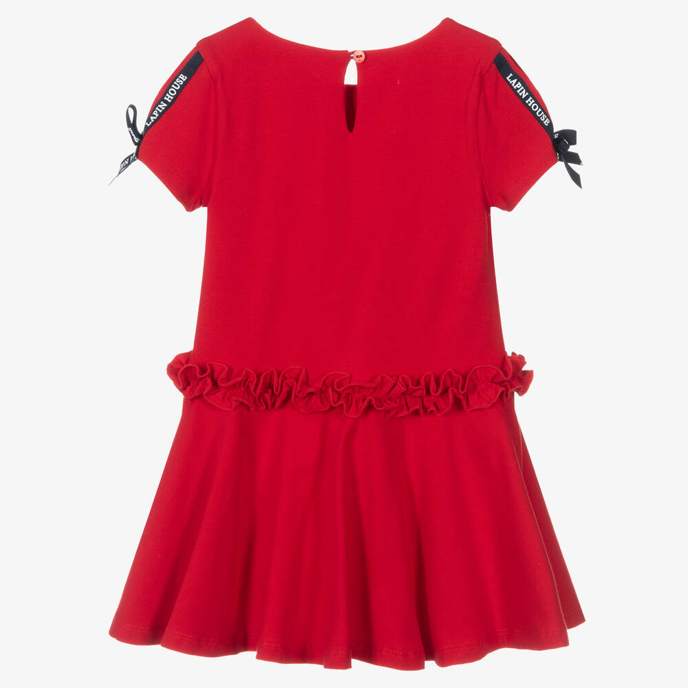 Lapin House-فستان قطن جيرسي لون أحمر | Childrensalon Outlet