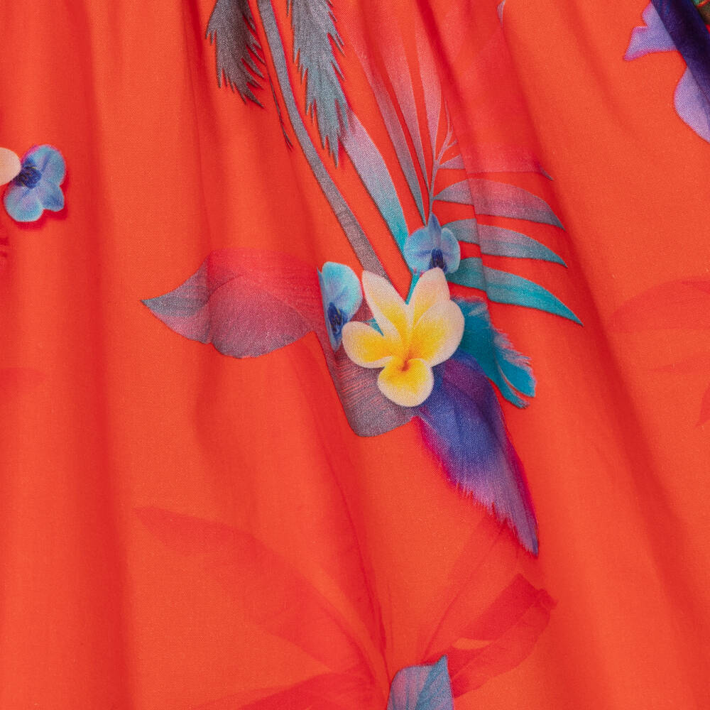Lapin House-Girls Red Cotton Tropical Flowers Dress | Childrensalon Outlet