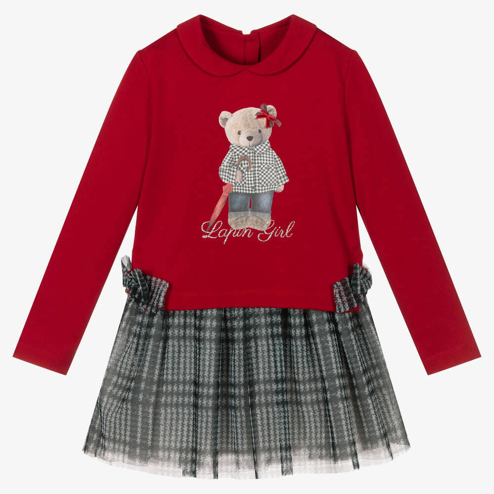 Lapin House - Красный топ и серая юбка для девочек | Childrensalon