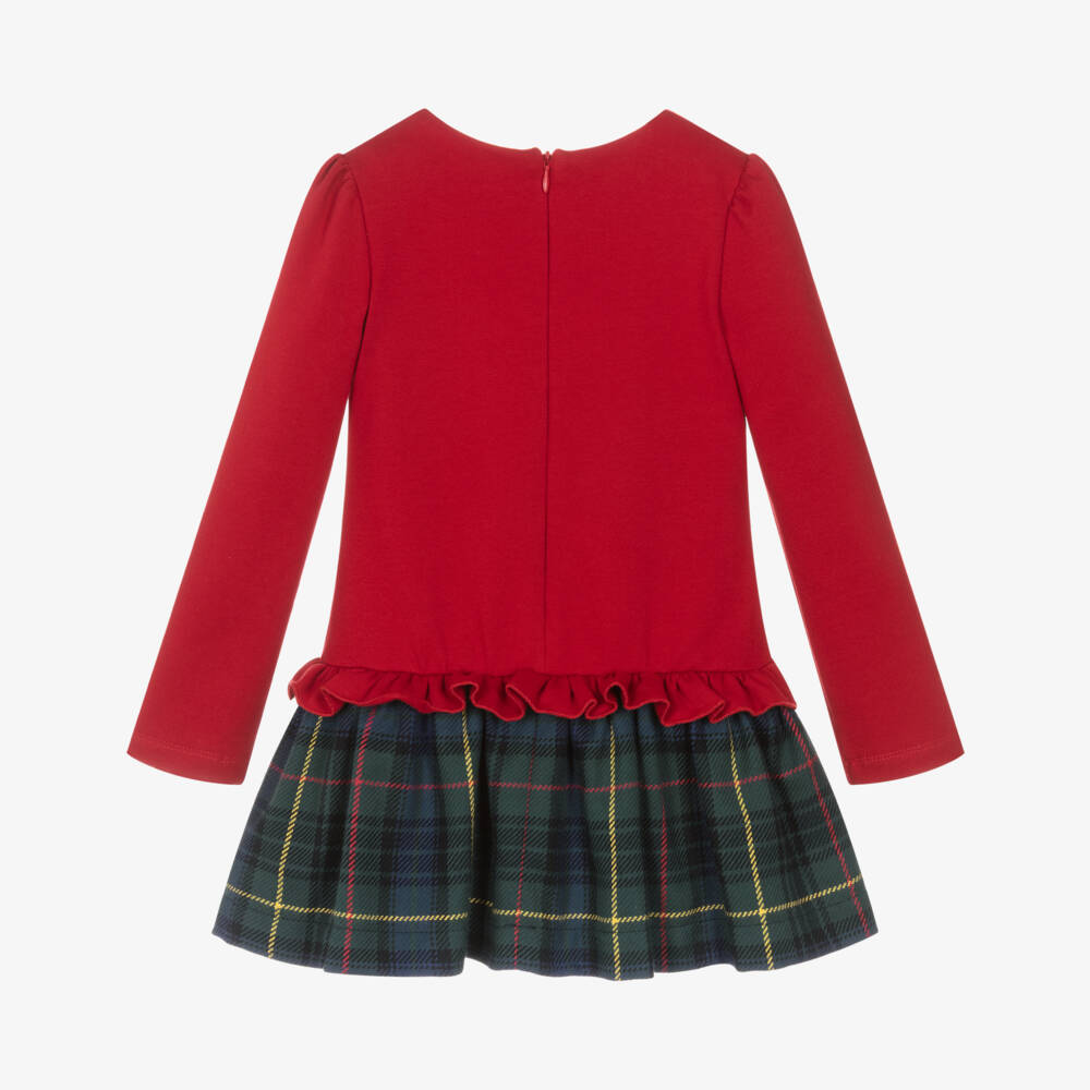 Lapin House-Girls Red Jersey & Green Tartan Dress | Childrensalon Outlet