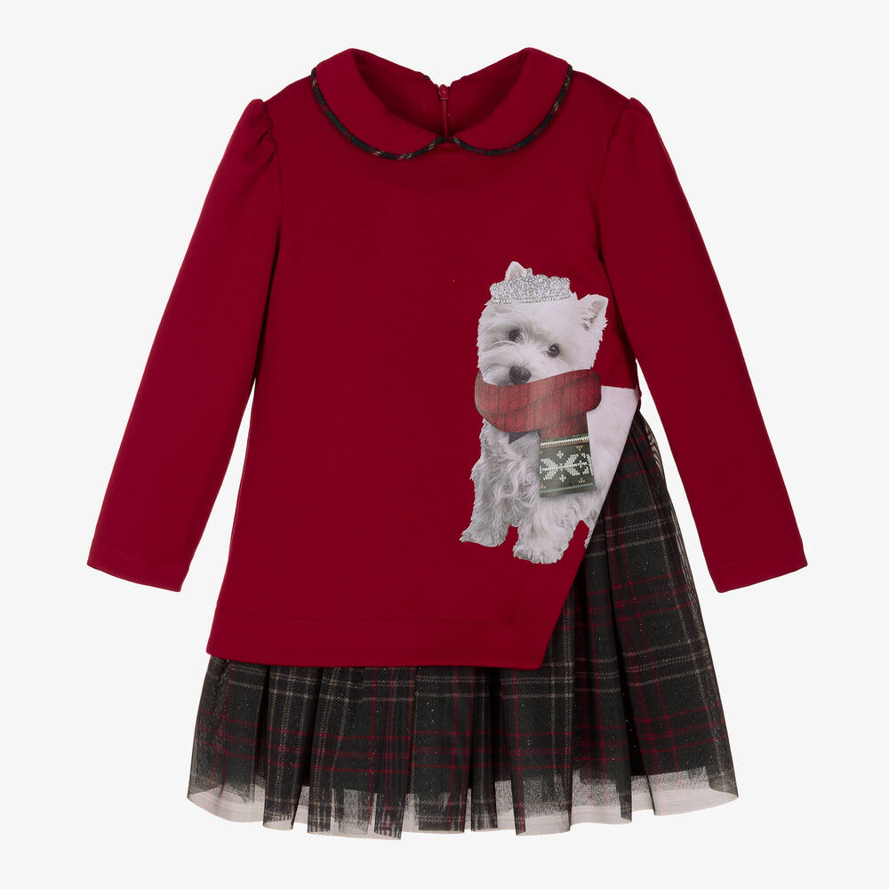Lapin House - Robe rouge jersey et en tulle | Childrensalon