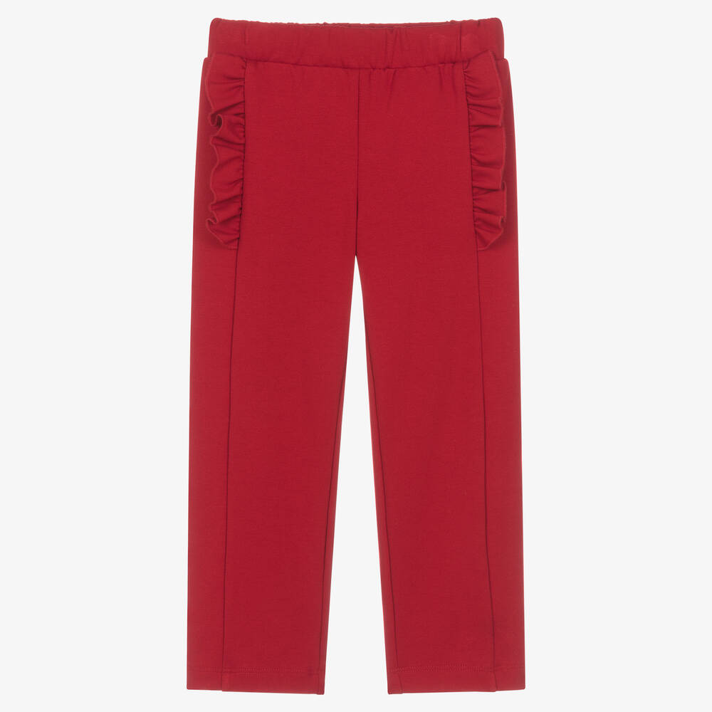 Lapin House - Girls Red Milano Jersey Frill Trousers | Childrensalon