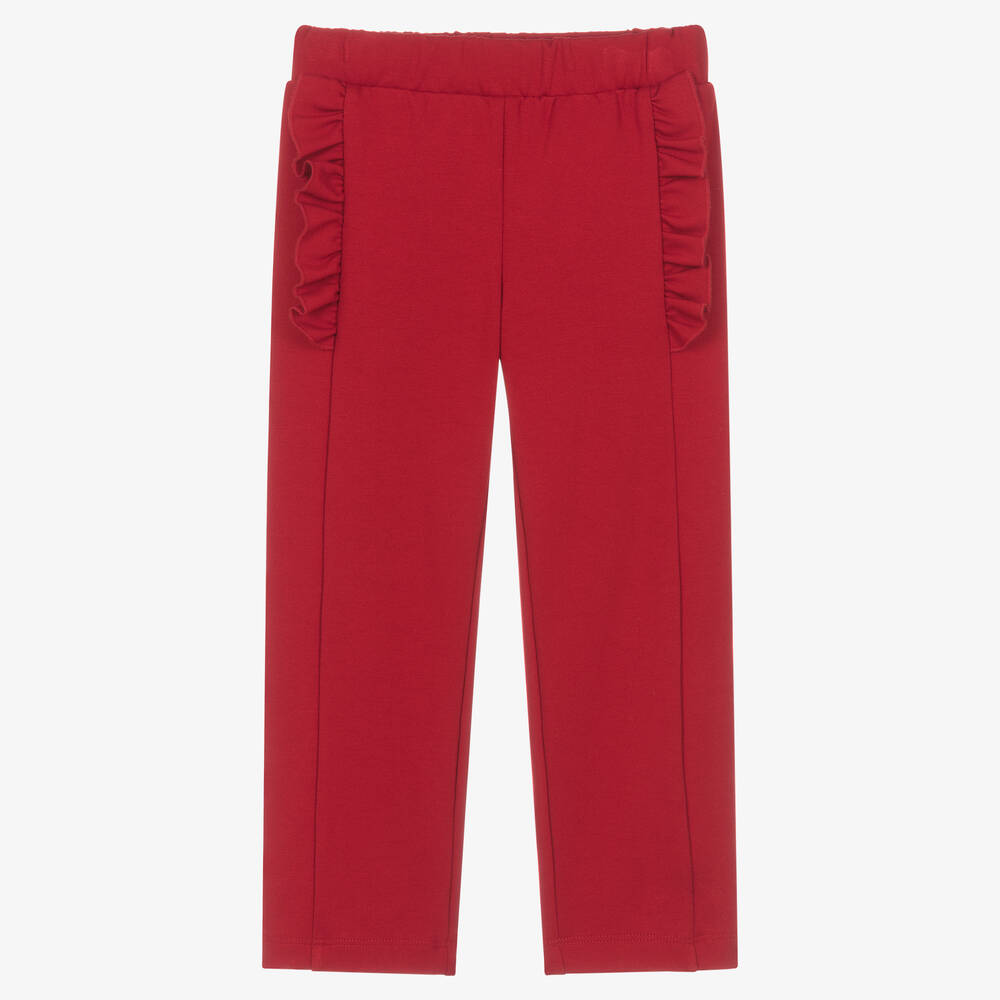 Lapin House-Girls Red Milano Jersey Frill Trousers | Childrensalon Outlet